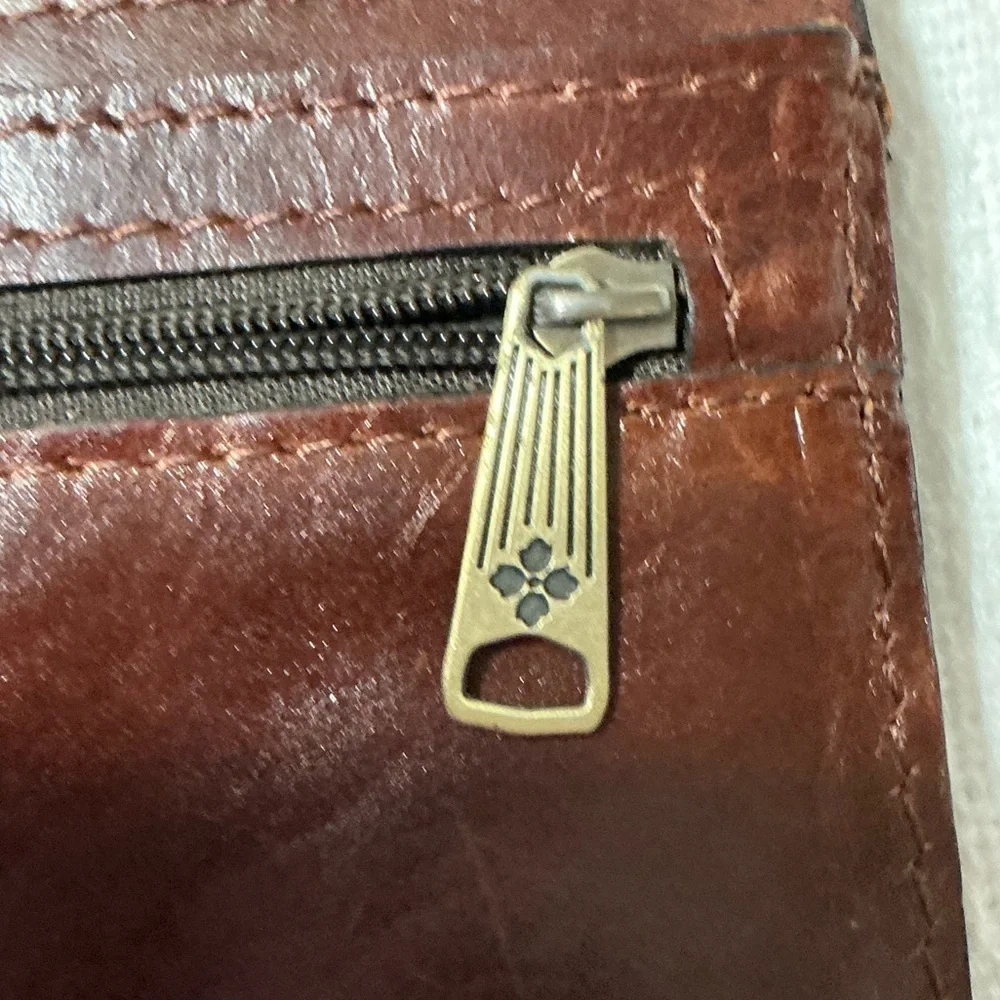 EUC Patricia Nash Brown Trifold Leather Wallet